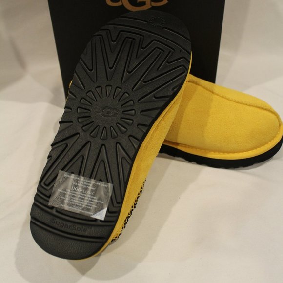 NIB UGG MEN'S TASMAN SUEDE SHEARLING SLIP ON SLIPPERS YELLOW - Picture 6 of 7